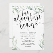 Eucalyptus Het avontuur begint bruiloft uitnodigin Kaart (Voorkant / Achterkant)