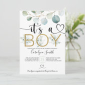 Eucalyptus Het is een Baby shower dat bewerkt kan  Kaart (Staand voorkant)