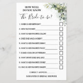 Eucalyptus Hoe goed ken je de Bride Game-kaart? Flyer (Voorkant)