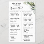 Eucalyptus Hoe goed ken je de Bride Game-kaart? Flyer (Voorkant)