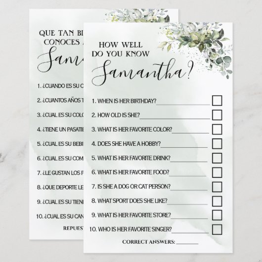 Eucalyptus Hoe goed ken je tweetalige game? (Voorkant / Achterkant)