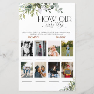 Eucalyptus Hoe oud waren ze Baby Shower Spel