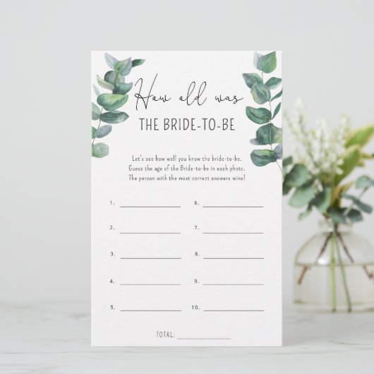 Eucalyptus - Hoe oud was de bruid? (Staand voorkant)