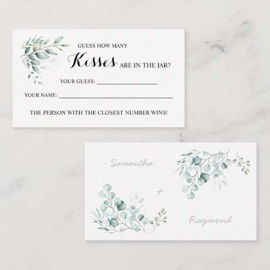 Eucalyptus Hoeveel Kisses Vrijgezellenfeest game c Plaatskaartje (Voorkant / Achterkant)