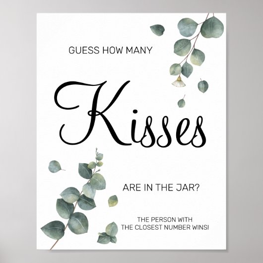 Eucalyptus Hoeveel kisses Vrijgezellenfeest game s Poster (Voorkant)