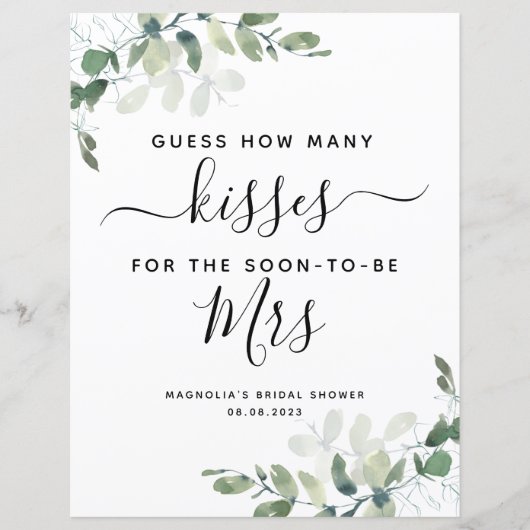 Eucalyptus Hoeveel Kisses Vrijgezellenfeest ondert (Voorkant)
