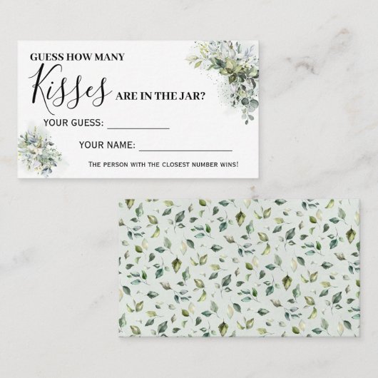 Eucalyptus hoeveel kisses Vrijgezellenfeest spel k Plaatskaartje (Voorkant / Achterkant)