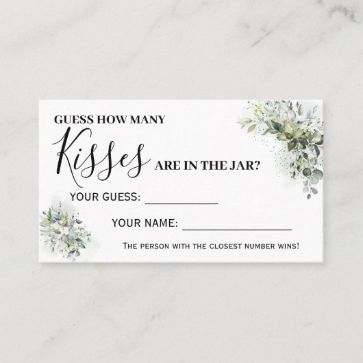 Eucalyptus hoeveel kisses Vrijgezellenfeest spel k Plaatskaartje (Voorkant)