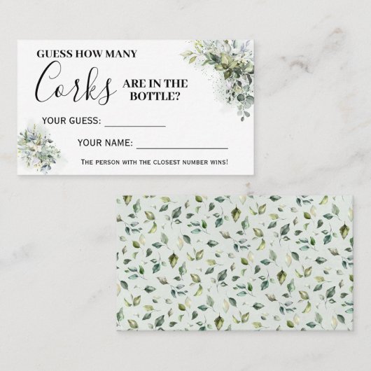 Eucalyptus Hoeveel kurken Vrijgezellenfeest Game-k Plaatskaartje (Voorkant / Achterkant)
