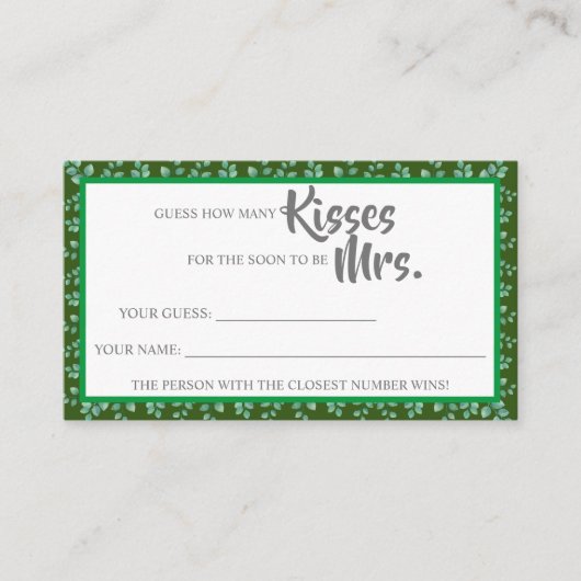 Eucalyptus Hoeveel kusjes voor mevrouw ShowerGame  Plaatskaartje (Voorkant)