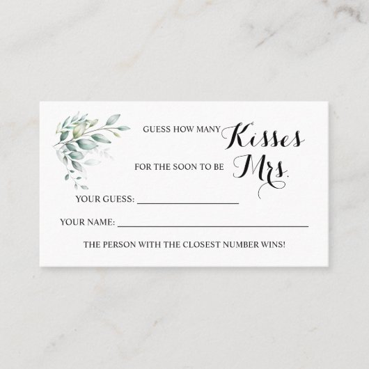 Eucalyptus Hoeveel kussen voor Mrs ShowerGame-kaar Plaatskaartje (Voorkant)