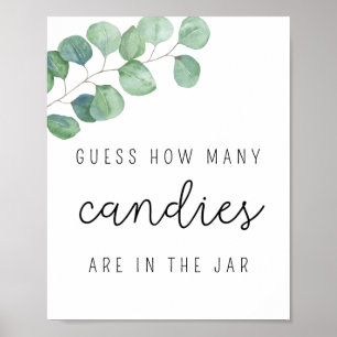 Eucalyptus - Hoeveel snoepjes baby shower Poster