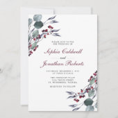 Eucalyptus Holly Berries QR Code RSVP Weddenschap Kaart (Voorkant)