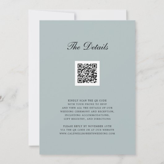 Eucalyptus Holly Berries QR Code RSVP Weddenschap Kaart (Achterkant)