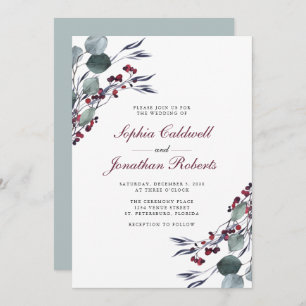 Eucalyptus Holly Berries QR Code RSVP Weddenschap Kaart