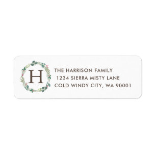 Eucalyptus Holly Juniper Wreatmonogram Adres Etiket