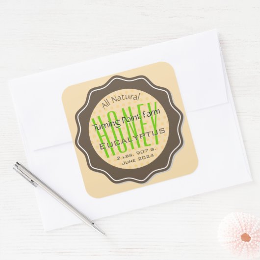 Eucalyptus Honey Jar Labels Gepersonaliseerd (Envelop)