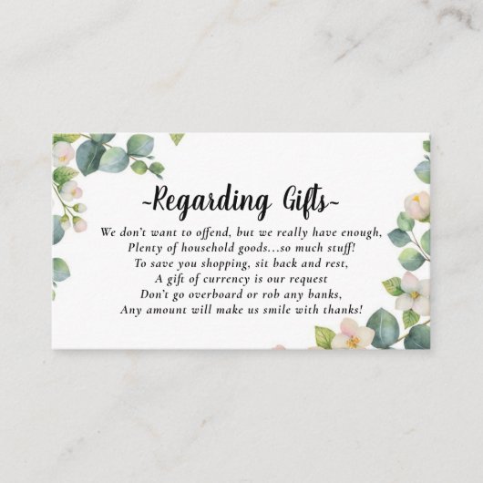 Eucalyptus Honeymoon Weddenschap goed Informatiekaartje (Voorkant)