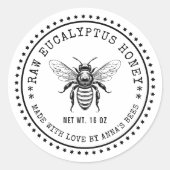 Eucalyptus honing label met aangepaste kleur bij (Voorkant)