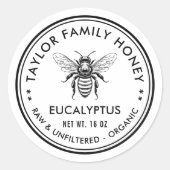 Eucalyptus honing label met honingbij (Voorkant)