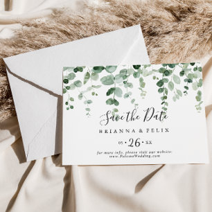 Eucalyptus Horizontale bruiloft Bewaar de datum Save The Date