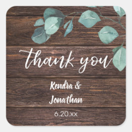 Eucalyptus & hout groen dank u vierkante sticker