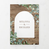 Eucalyptus hout kruis alles in één katholieke brui drieluik uitnodiging (Cover)