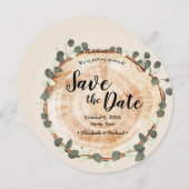 Eucalyptus Houten Gesneden Schijf QR CODE Trouwweb Kaart (Voorkant / Achterkant)