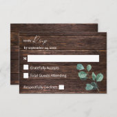 Eucalyptus & Houtgroen geen Maaltijd RSVP Kaartje (Voorkant / Achterkant)