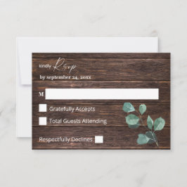 Eucalyptus & Houtgroen geen Maaltijd RSVP Kaartje