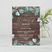 Eucalyptus & Houtgroen Huwelijksuitnodiging Kaart (Staand voorkant)