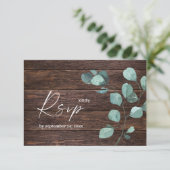 Eucalyptus & Houtgroen met Maaltijd RSVP Kaartje (Staand voorkant)