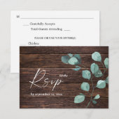 Eucalyptus & Houtgroen met Maaltijd RSVP Kaartje (Voorkant / Achterkant)