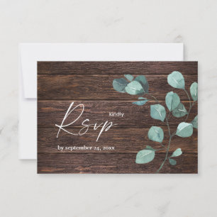 Eucalyptus & Houtgroen met Maaltijd RSVP Kaartje