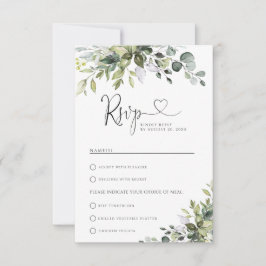 Eucalyptus Huwelijk Met Maaltijdkeuze RSVP Kaartje