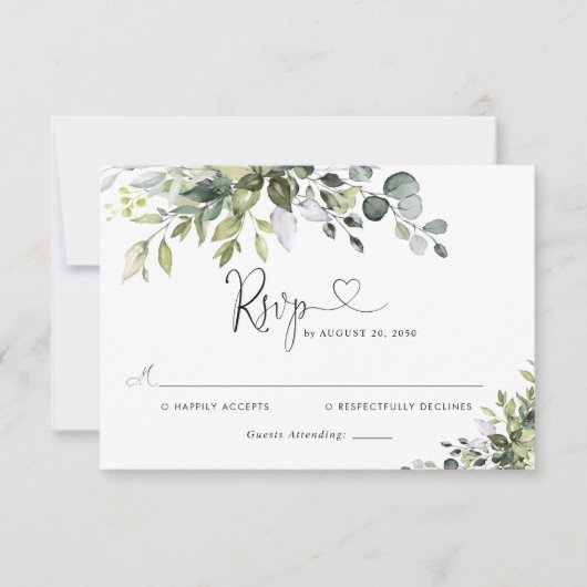 Eucalyptus Huwelijks RSVP Kaart (Voorkant)