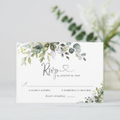 Eucalyptus Huwelijks RSVP Kaart (Staand voorkant)