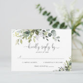 Eucalyptus Huwelijks RSVP Kaart (Staand voorkant)
