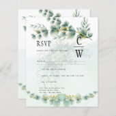 Eucalyptus Huwelijks RSVP Qr Code Moderne Groene T (Voorkant / Achterkant)