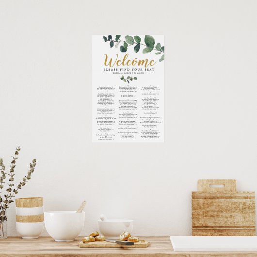 Eucalyptus Huwelijks Stoelindeling Bord Poster (Keuken)