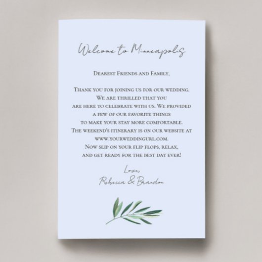 Eucalyptus Huwelijks Welkomsttas Brief