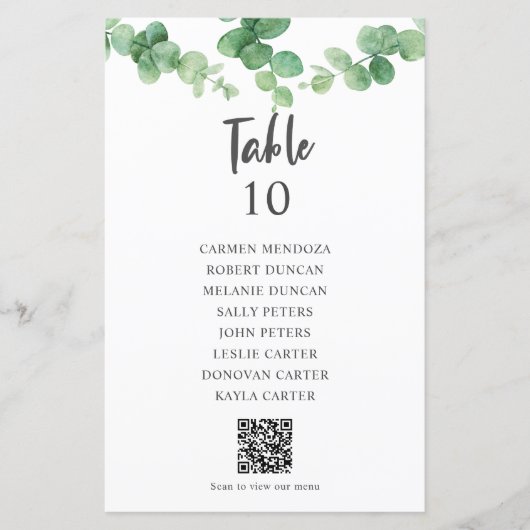 Eucalyptus Huwelijks Zitplaats Chart QR Code (Voorkant)