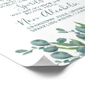 Eucalyptus huwelijksbar Persoonlijke drankkaart Poster (Hoek)