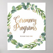 Eucalyptus huwelijksbord voor ceremonieprogramma's poster (Voorkant)