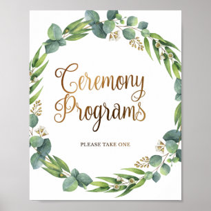 Eucalyptus huwelijksbord voor ceremonieprogramma's poster