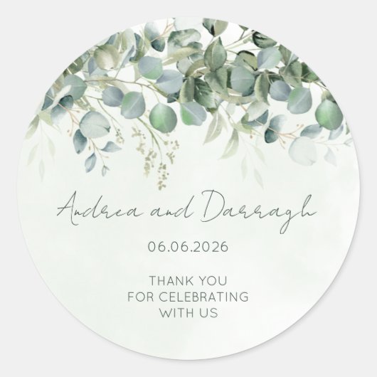 Eucalyptus Huwelijksgunst Label Sticker 1001A (Voorkant)