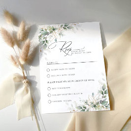 Eucalyptus Huwelijkskaart met RSVP voor maaltijdke Kaartje