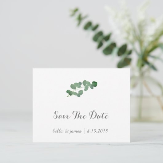 Eucalyptus Huwelijkskaart Save The Date Postkaarte Aankondigingskaart (Staand voorkant)