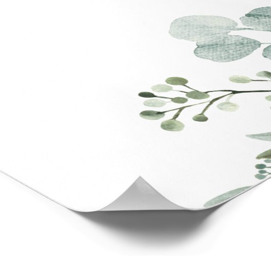 Eucalyptus huwelijksrepetitie diner welkomstbord poster (Hoek)