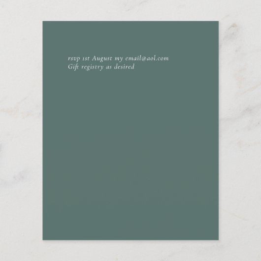 Eucalyptus Huwelijksuitnodiging Budget Groene Blad (Achterkant)